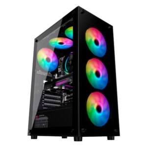 Gabinete Gamer Duex, Vidro Temperado, M-ATX, ITX, 4 Fans, Preto - Imagem 1